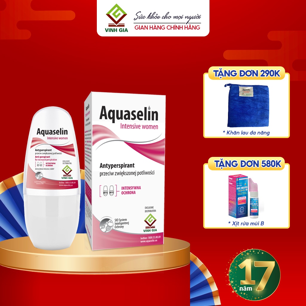 Lăn Khử Mùi Cho Nữ AQUASELIN Intensive Women Không Cồn Không Mùi Không Thâm Nách Giảm Mồ Hôi Lên Đến 72h Dung Tích 50ml | BigBuy360 - bigbuy360.vn