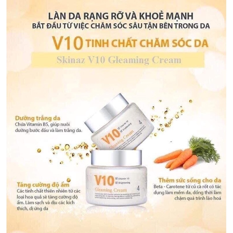 Kem Dưỡng V10 Skinaz Gleaming Cream Hàn Quốc Chính Hãng