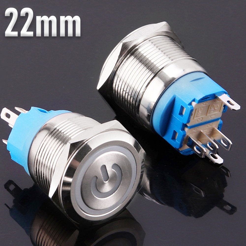 Nút nhấn nguồn, công tắc tự khóa 22mm  Vỏ inox chống nước