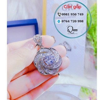 Mặt dây chuyền nữ màu trắng hoa tròn đính đá dễ thương-hb131208