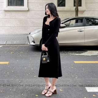 Set đầm body xẻ đùi zareen dab13 đen