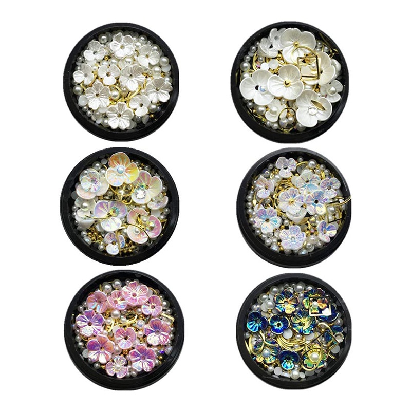 Set 6 Hộp Hạt Đá Đính Móng Tay 6 Màu JP5