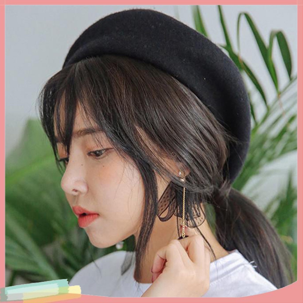 Mũ Beret Chất Liệu Len Màu Trơn Thời Trang Cho Nữ