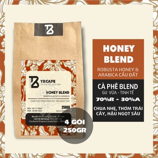 1kg Cà phê Honey Blend - Gu vừa (4 gói 250g) - 100% Cà phê mộc rang xay nguyên chất - TBCAFE