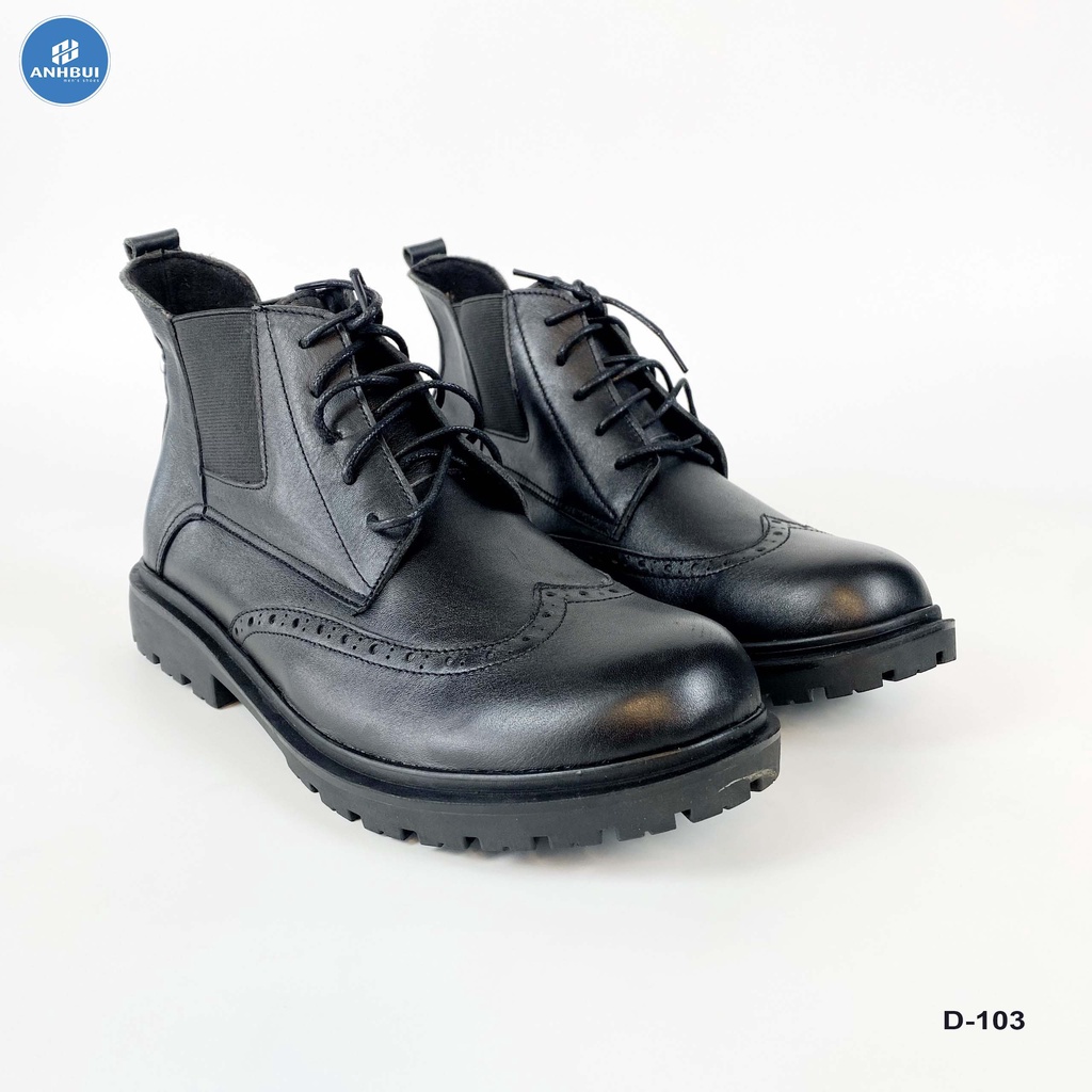 Giày combat boots Mã D-103 nam da Bòm Nappa Loại 1 Cao Cấp ⚡ Tặng 1 đôi lót da khử mùi ⚡