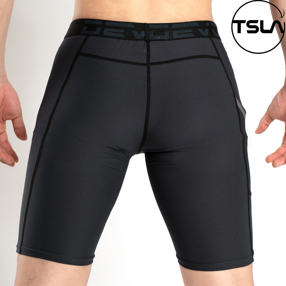 Quần legging nam ngắn có túi thể thao form ôm lưng thun đùi giữ nhệt bó cơ combat tập gym đá bóng rổ TSLA  DEL1002