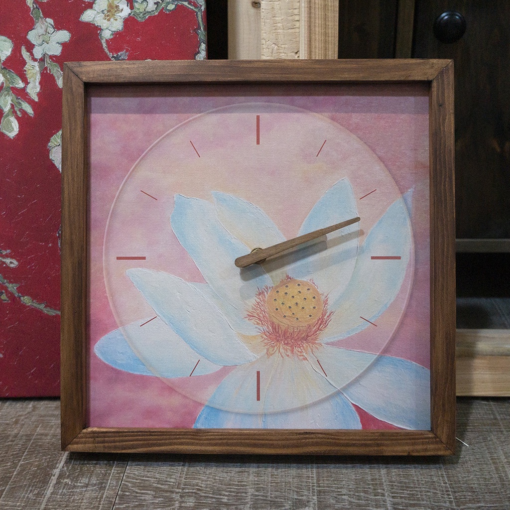 Đồng hồ treo tường gỗ Hoa sen |Tranh đồng hồ trang trí tường | Artclock Soyn C143B