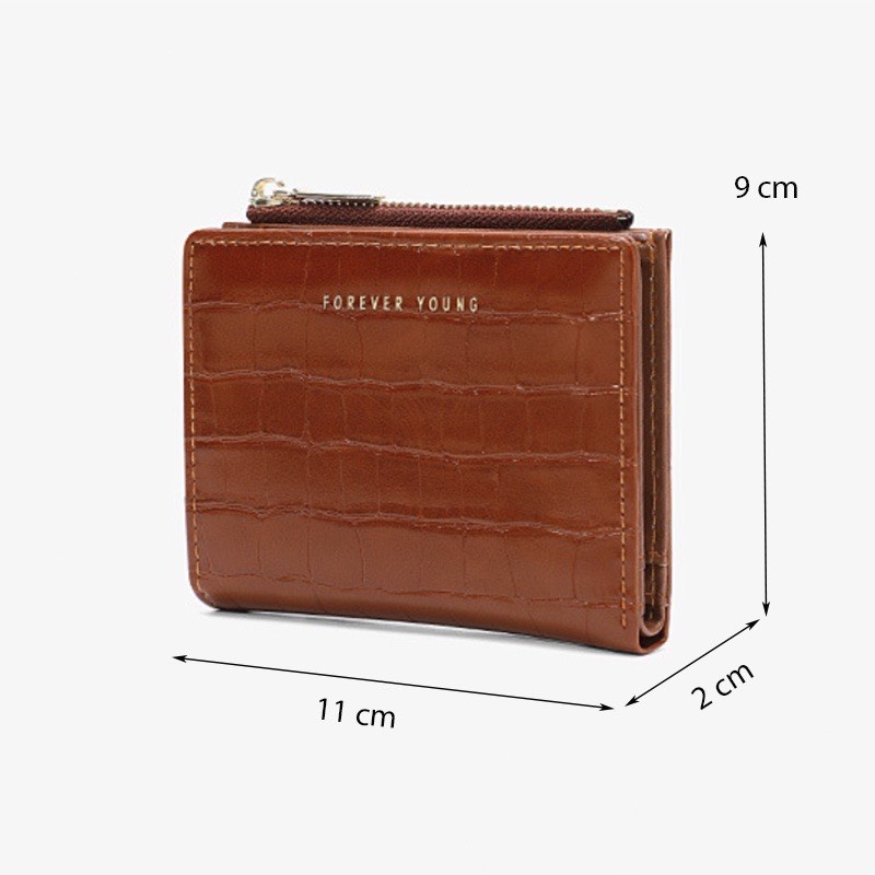 Ví nữ đựng tiền nhiều ngăn 596 khóa bấm chất da retro phong cách thanh lịch