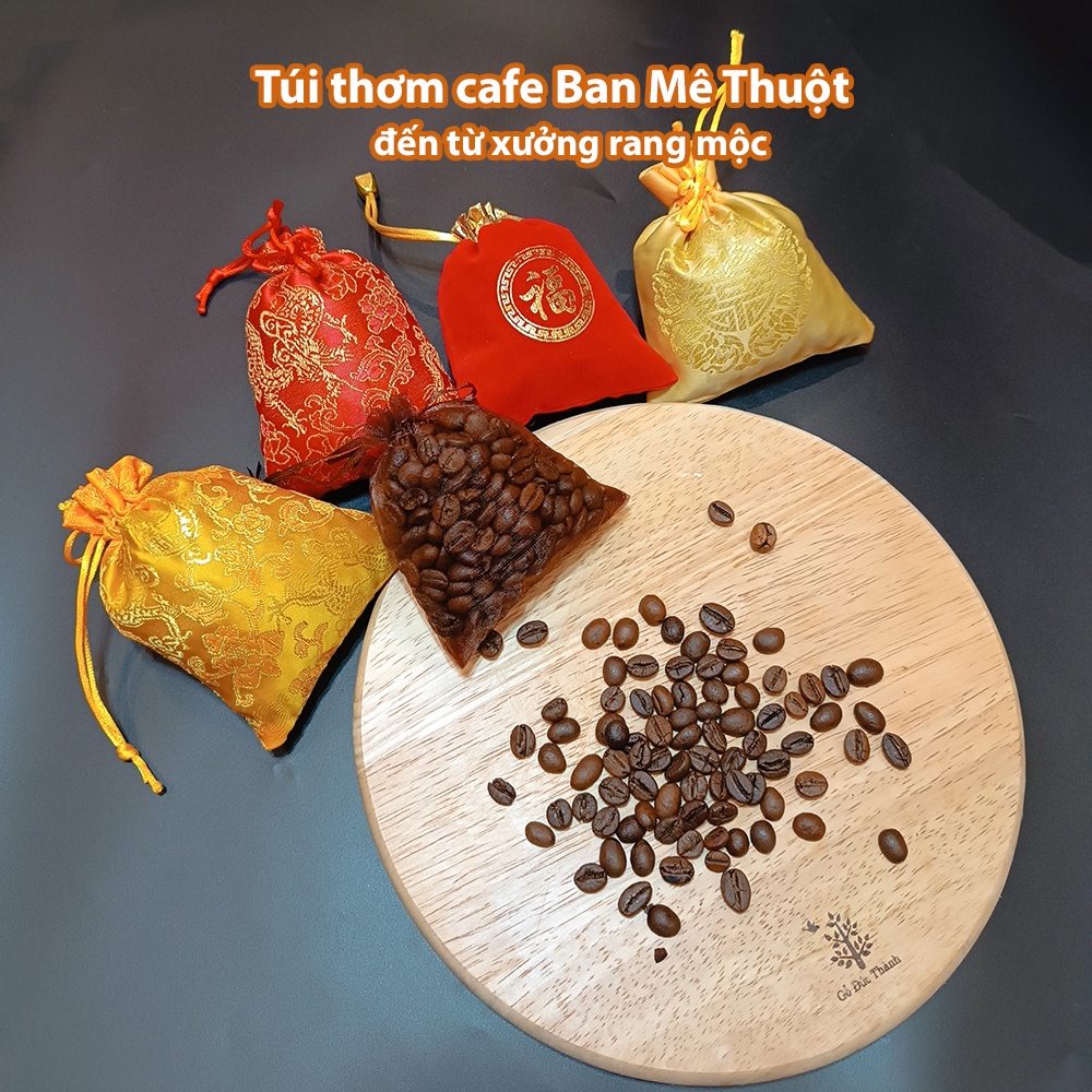 Túi thơm cà phê Ban Mê Thuột, túi thơm cafe treo xe ô tô nguyên chất và tự nhiên, hút ẩm, khử mùi ô tô, phòng làm việc