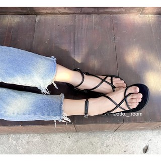 [No.15][Ảnh thật shop chụp] Giày sandal quai mảnh đan phối đế thấp
