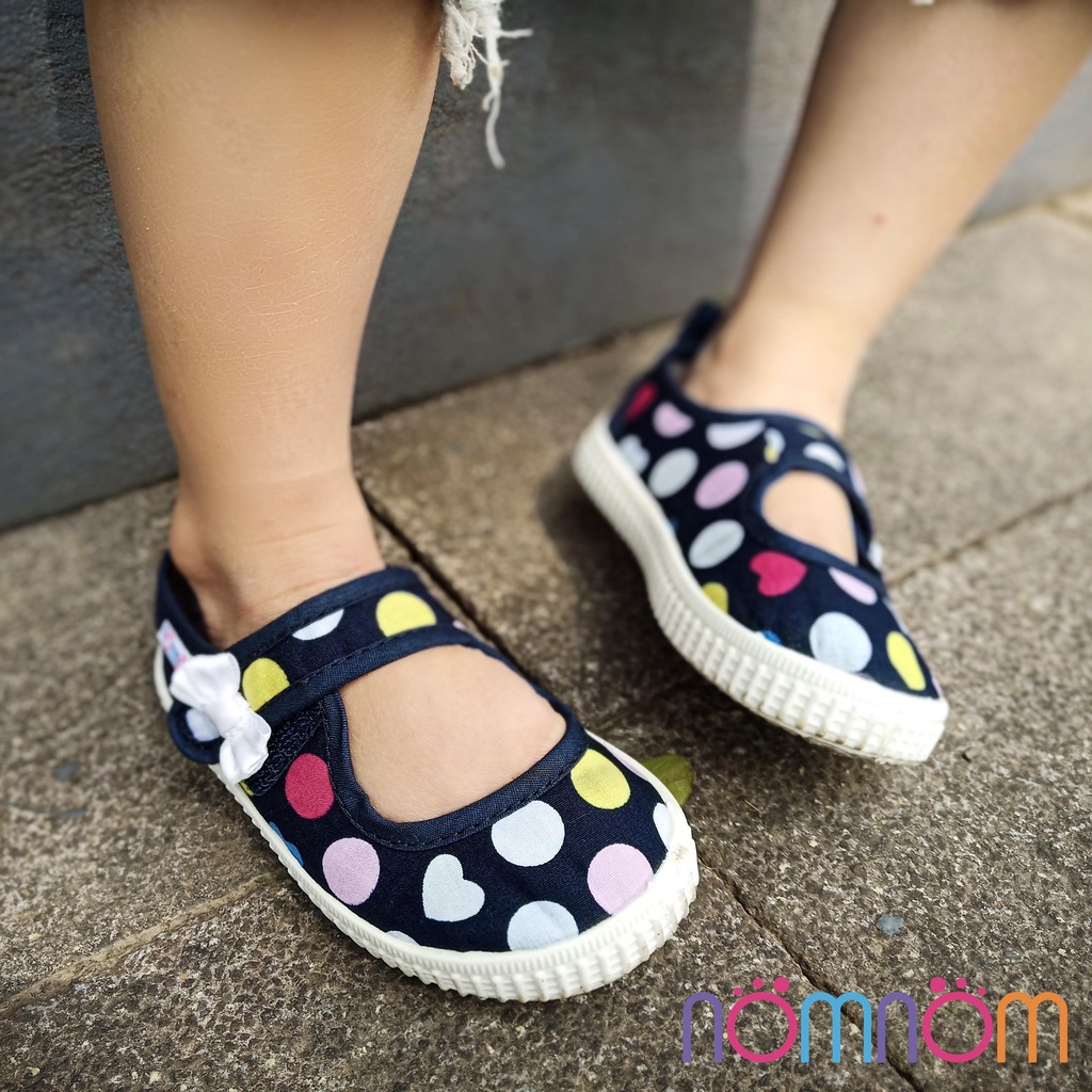 Giày búp bê cho bé gái quai dán NomNom EPG1914 màu xanh