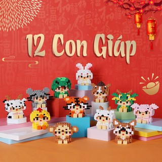 Mô hình lắp ráp 12 con giáp, mô hình lắp ráp con vật, mô hình lắp ráp mini 12 con giáp