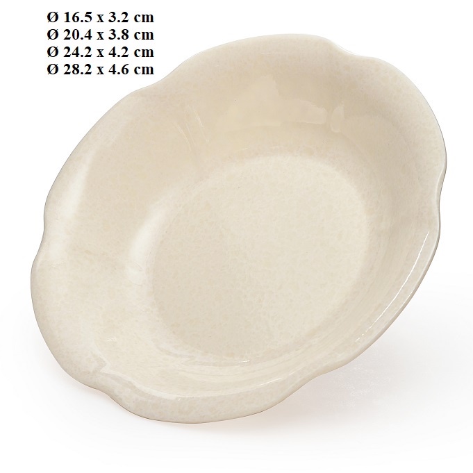 Dĩa hoa sâu lòng nhựa Melamine vân đá trắng
