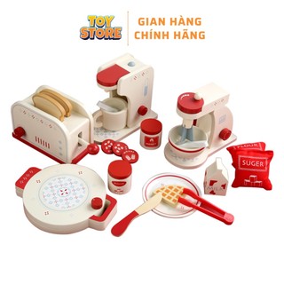 Bộ đồ chơi nhà bếp cho bé bằng gỗ toystore FUDAER set nấu ăn nướng bánh, pha cà phê họa tiết đỏ