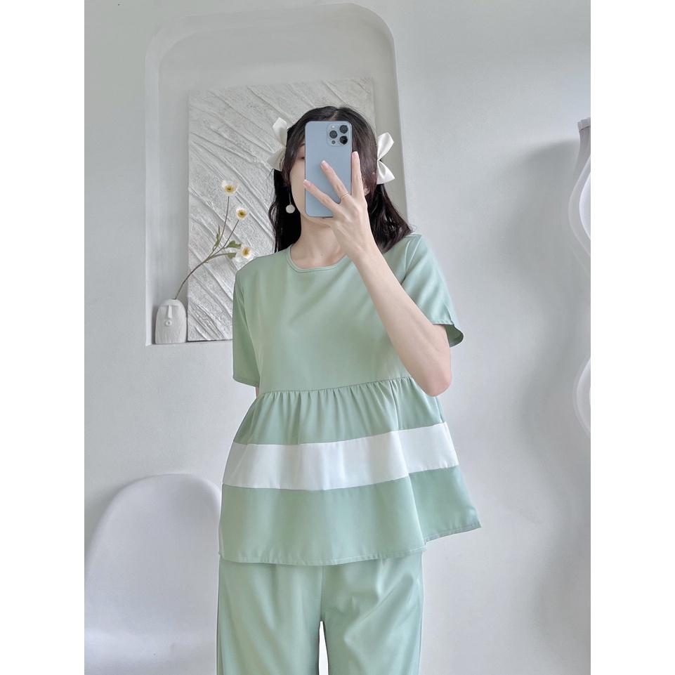 Sét đồ thiết kế phối màu sang trọng, chất lụa tằm ý cao cấp xinh xắn có đủ size