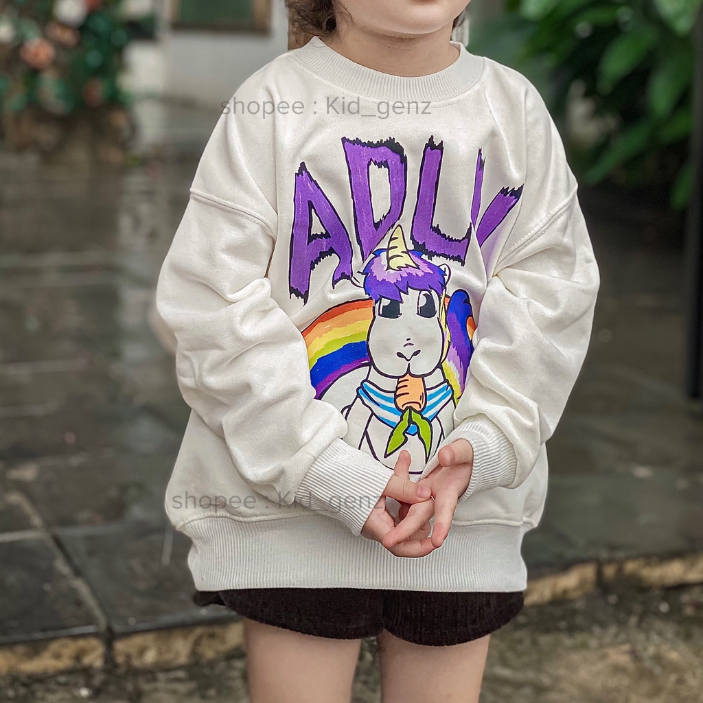 Áo sweater ADLV cầu vồng cho bé , áo nỉ cổ tròn trẻ em unĩe , Kid_genZ