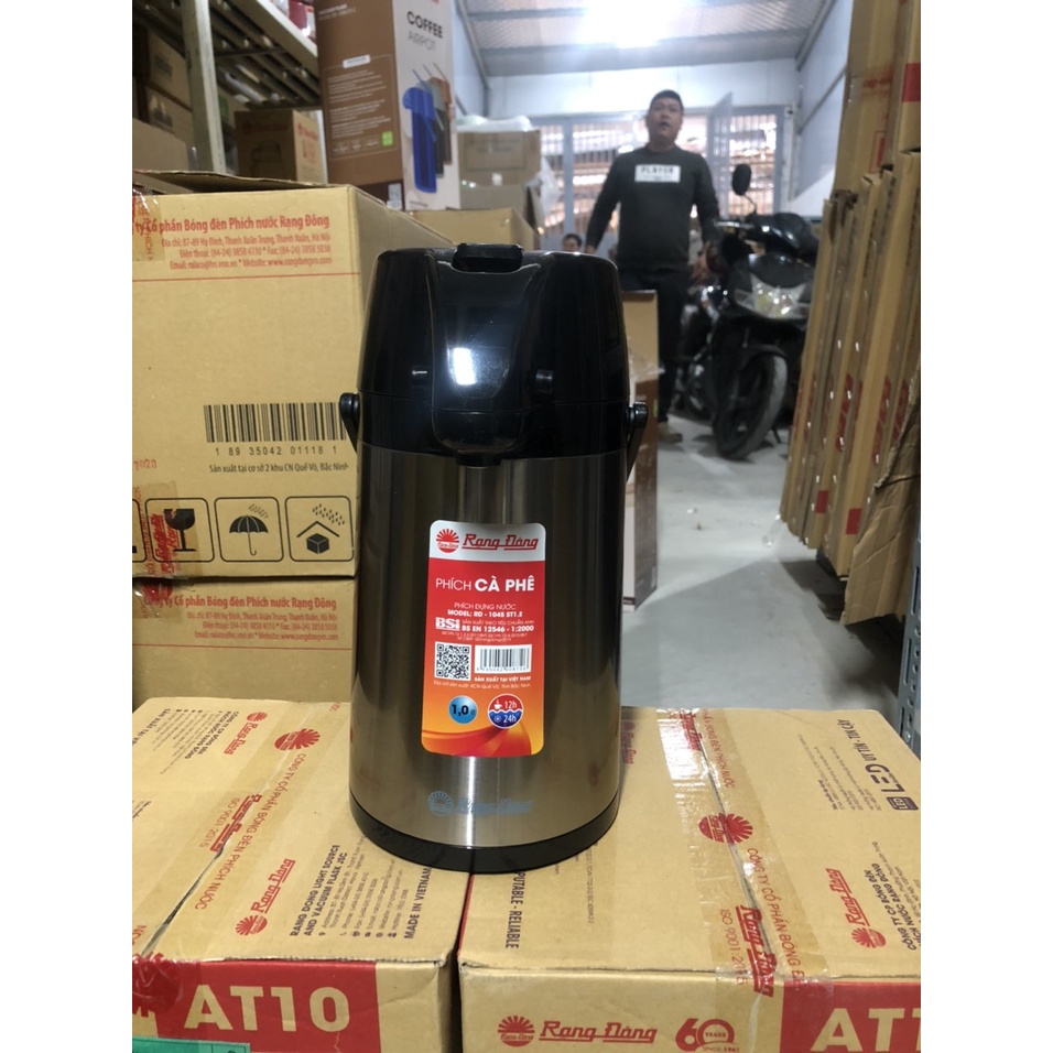 Phích inox đựng nước nóng giữ nhiệt 1 lít - 2 Lít - 2,5 Lít Rạng Đông có cần bơm