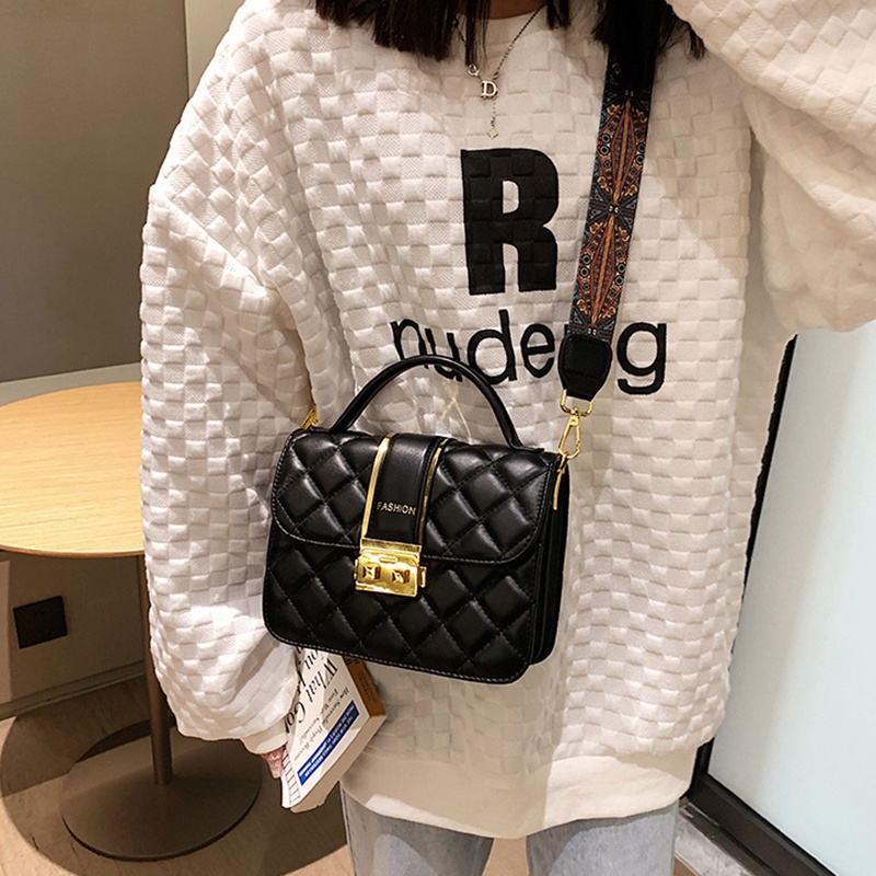 Túi Đeo Chéo Hình Vuông Nhỏ Thêu Họa Tiết Hình Thoi Phong Cách retro Cho Nữ