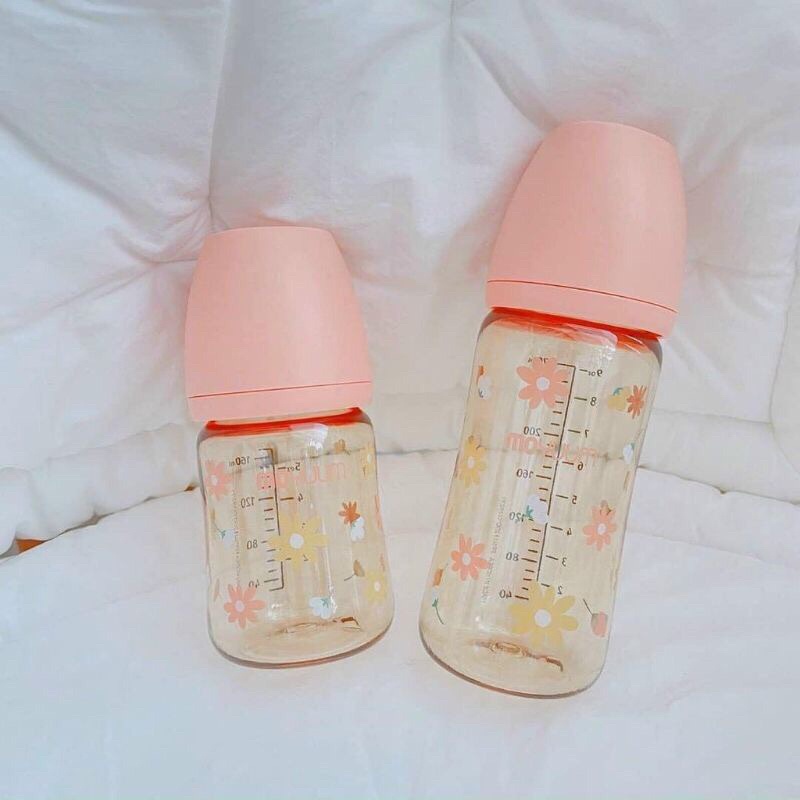 -Bình sữa Moyuum hoa cúc hồng/ bình cỏ 4 lá Tím đủ size đẹp cho bé