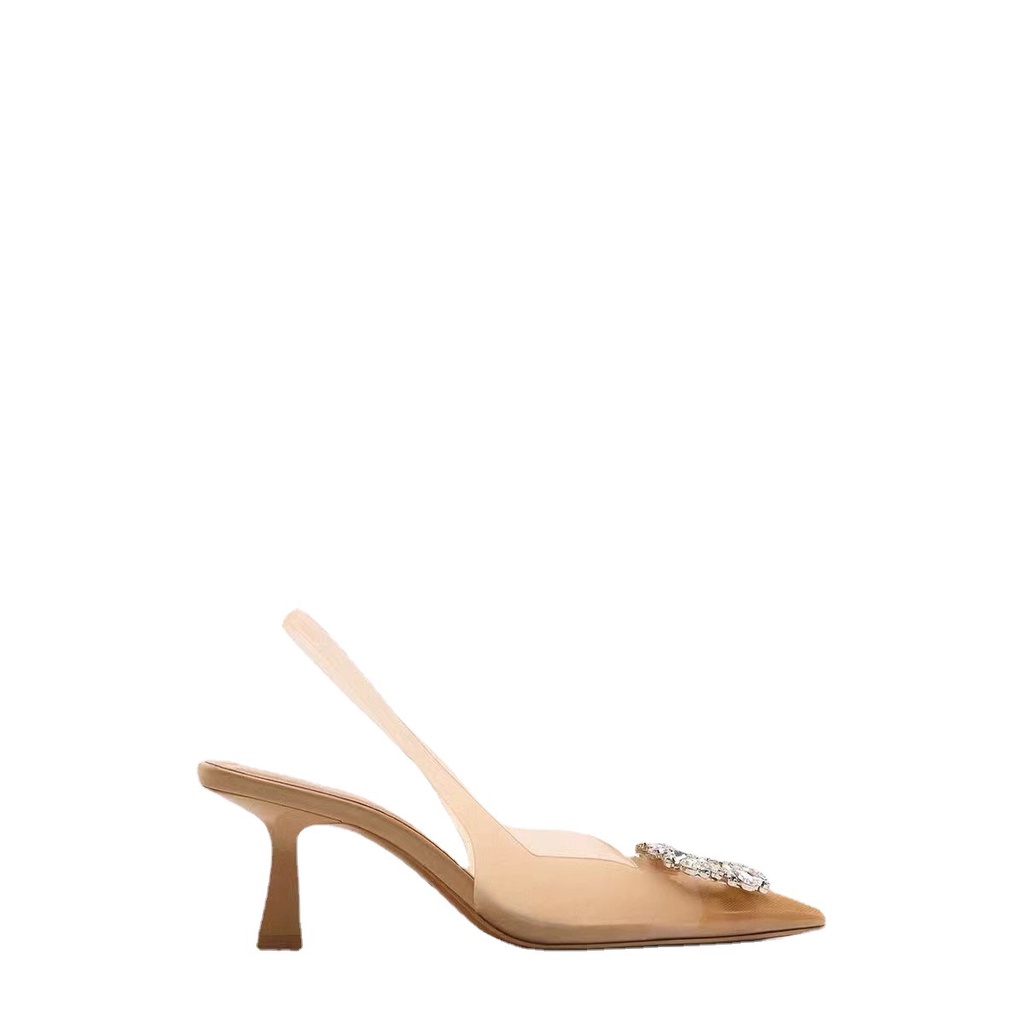 Giày Cao Gót Zara Mũi Nhọn Đính Đá Trang Trí Sang Trọng Hợp Thời Trang