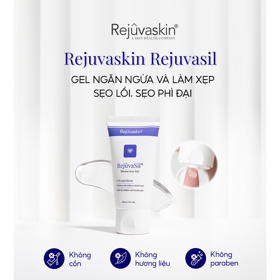 Gel ngăn ngừa sẹo và làm xẹp sẹo lồi, sẹo phì đại REJUVASKIN Rejuvasil 10ml