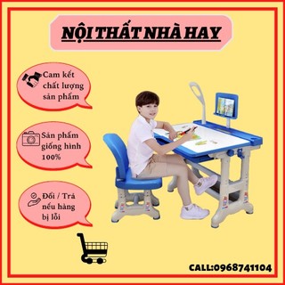 Bàn học chống gù nhựa pvc , bàn học sinh cho bé từ 3-15 tuổi có đèn led và kèm theo ghế