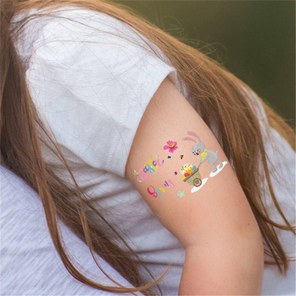 Bộ 12 Hình Xăm Dán Họa Tiết Thỏ Và Trứng Phục Sinh Dùng Một Lần