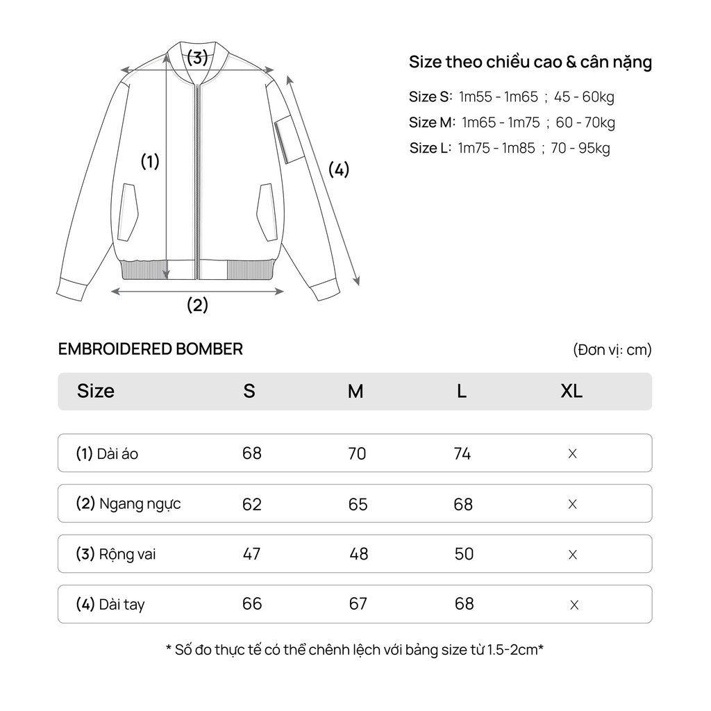 Áo Khoác TSUN Embroidered Bomber - Thêu - [UNISEX] - Vải Dù Ép Thun - Màu Đen