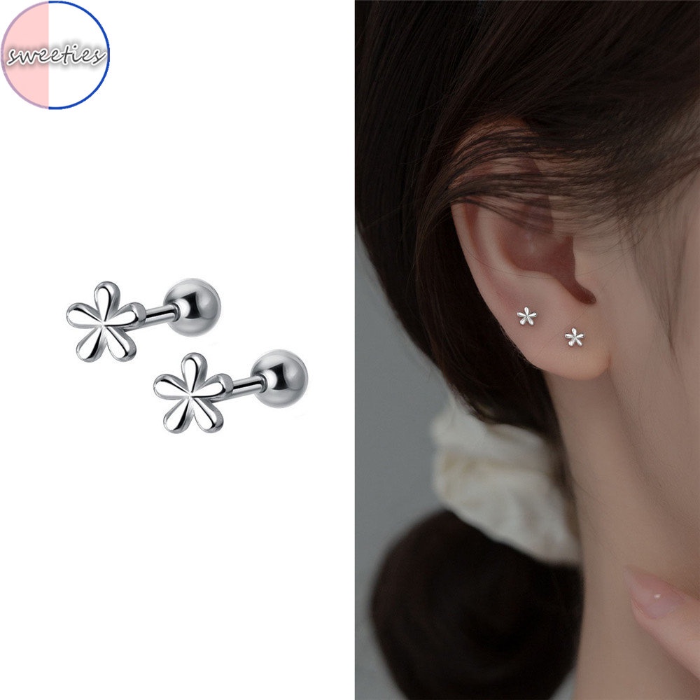 1 Đôi Bông Tai Hình Hoa mini Phong Cách Punk Dành Cho Nữ
