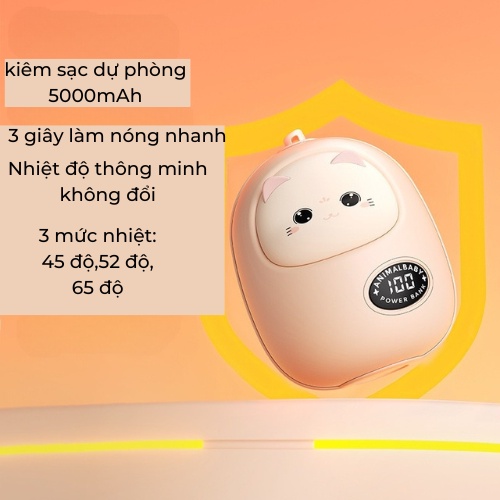 Máy sưởi  tay kiêm Sạc dự phòng dung tích lớn 5000mAh, máy sưởi mini cầm tay