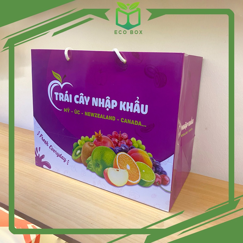 Túi giấy đựng hoa quả, trái cây nhập khẩu làm quà tặng lễ tết, chất liệu giấy I300 cán bóng chống thấm nước, bền, đẹp