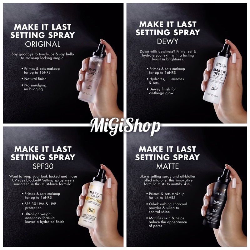 Xịt Khoá Nền Giữ Lớp Trang Điểm Milani Make It Last Setting Spray 60ml