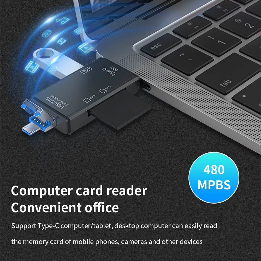 Đầu Đọc Thẻ Nhớ OTG TF Micro USB SD Cho Macbook Samsung Huawei XiaoMi Laptop Phone Type-C