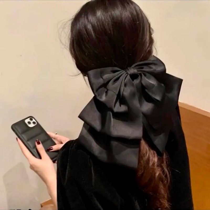 Kẹp Tóc Hình Nơ Màu Đen Đơn Giản Phong Cách Hàn Quốc Cho Nữ