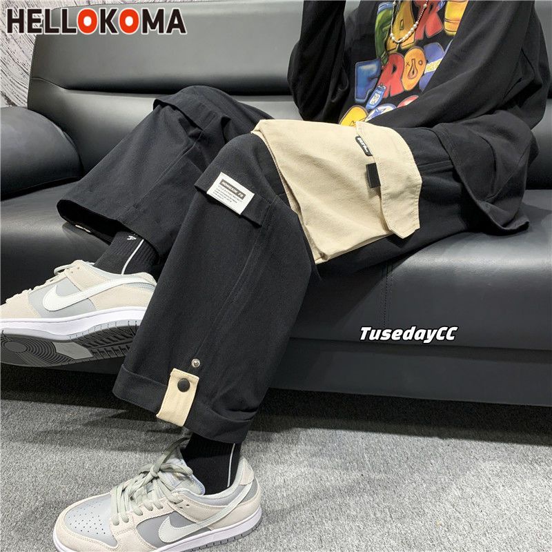 Quần Dài Ống Đứng Dáng Rộng Phối Túi Lớn Phong Cách Hồng Kông Cá Tính Cho Nam cargo pants cargo pants nam quần hộp quần túi hộp cargo pant quần túi hộp nam quần túi nam quần hộp nam quần kaki túi kaki hộp