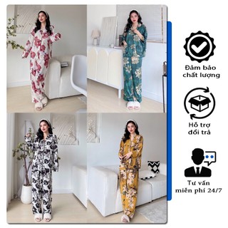 [50-70kg] Đồ ngủ mặc nhà, đồ bộ pajama Bigsize tay dài, quần dài cao cấp lụa Mango