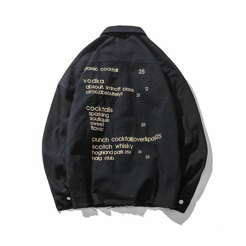 Áo khoác jeans hoạ tiết chữ