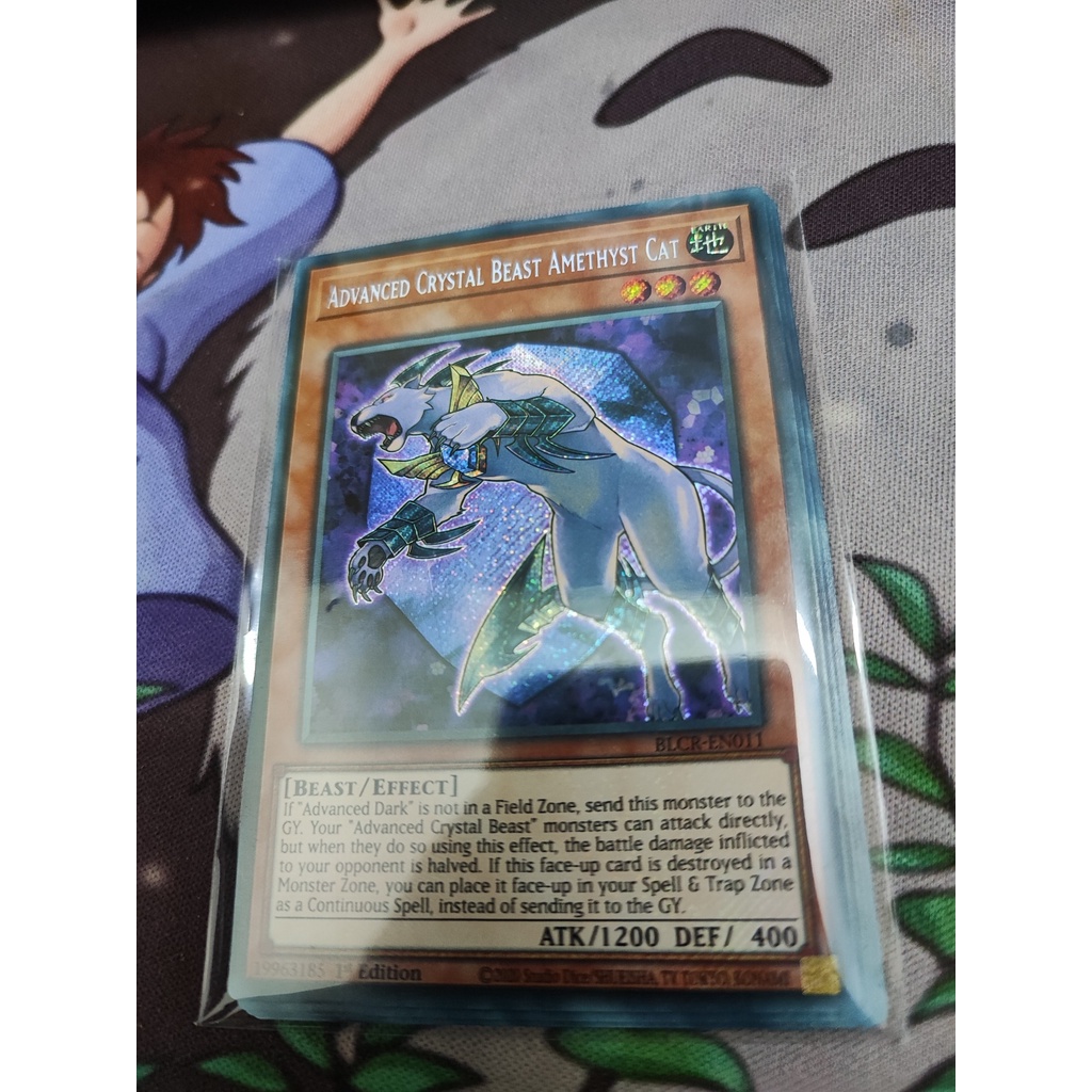 1 lá thẻ bài Advanced Crystal Beast Amethyst Cat - BLCR-EN011 - Secret Rare 1st Edition
