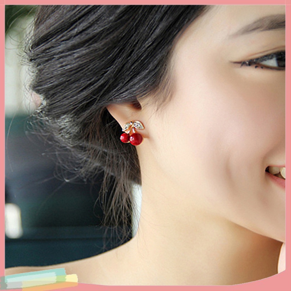 Hoa Tai Kiểu Dáng Quả Cherry Thời Trang Phong Cách Cho Nữ