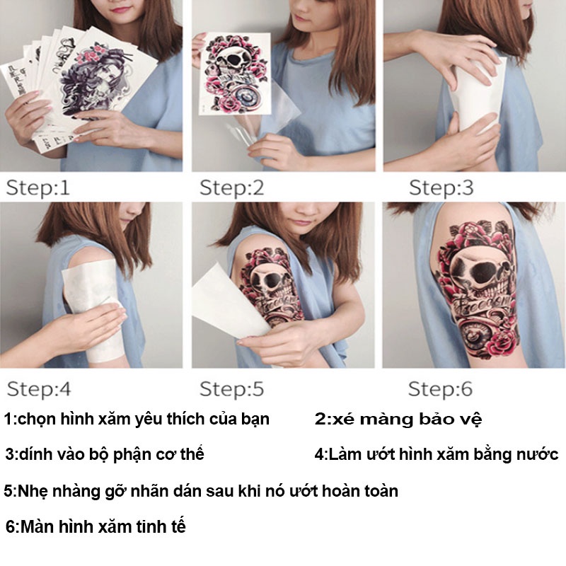 Hình xăm tạm thời trên cánh tay vương miện hình xăm sư tử dán chống thấm nước 10-15 ngày
