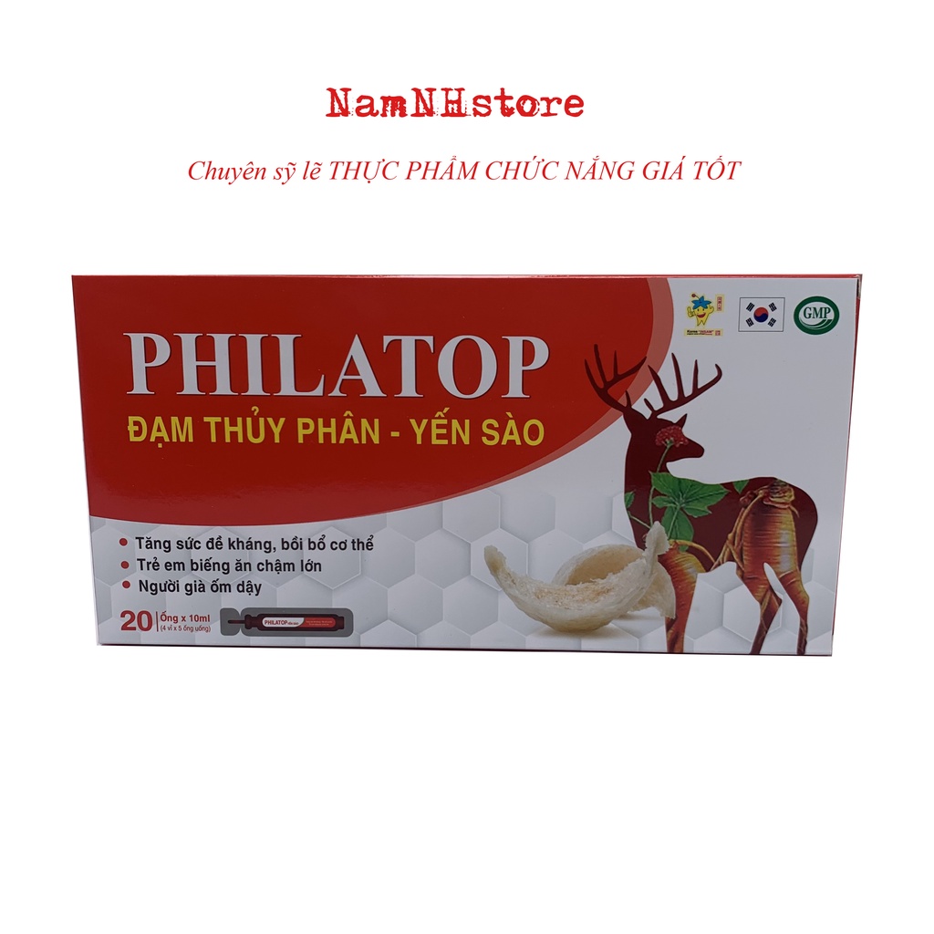 Philatop Yến sào Đạm Thủy Phân cao cấp tăng sức kháng giúp ăn ngon ngủ tốt (hộp 20 ống)