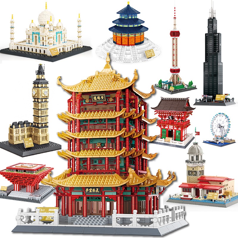 Bộ đồ chơi lắp ráp khối xây dựng WANGE các mô hình kiến trúc nhà thờ Đức Bà, Tượng Nữ Thần Tự Do, tháp Eiffel