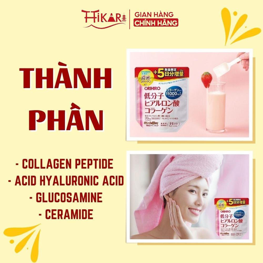 Bột collagen hyaluronic acid Orihiro 11000mg chống lão hóa mờ nếp nhăn 180g