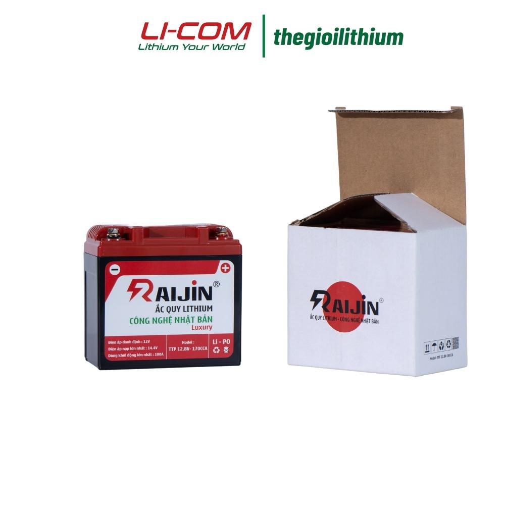 Hàng cao cấp -  Bộ bình ắc quy xe máy lithium RAIJIN  độ đèn và khởi động xe máy Luxury size M L 12v 6ah-7ah