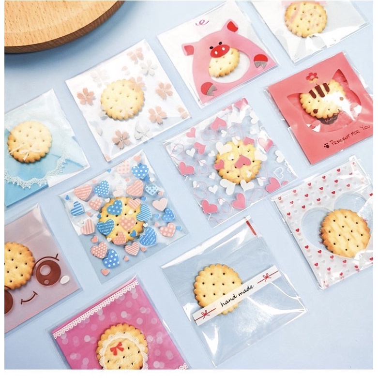 Túi gói quà bánh nilong, đựng sticker kích thước 10x10
