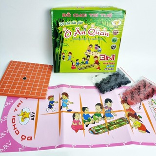 Đồ chơi dân gian ô ăn quan 3 trong 1 gồm trò chơi ô ăn quan, cờ caro, cờ vây