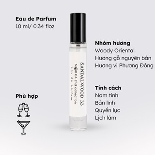 Nước Hoa Nam Morra Sandalwood 33 Chai 10ml Hương Thơm Từ Gỗ Cổ Điển, Nam Tính, Phóng Khoáng, Lưu Hương 6h-8h