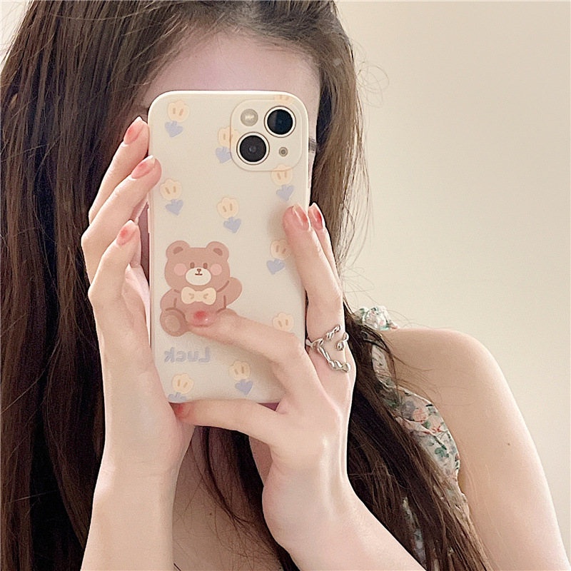 Ốp Điện Thoại Dẻo Họa Tiết Chú Gấu Vui Nhộn Cho iPhone 14 11 12 13 Pro Max 13 Mini X XR Xs Max 7 8 Plus SE 2022
