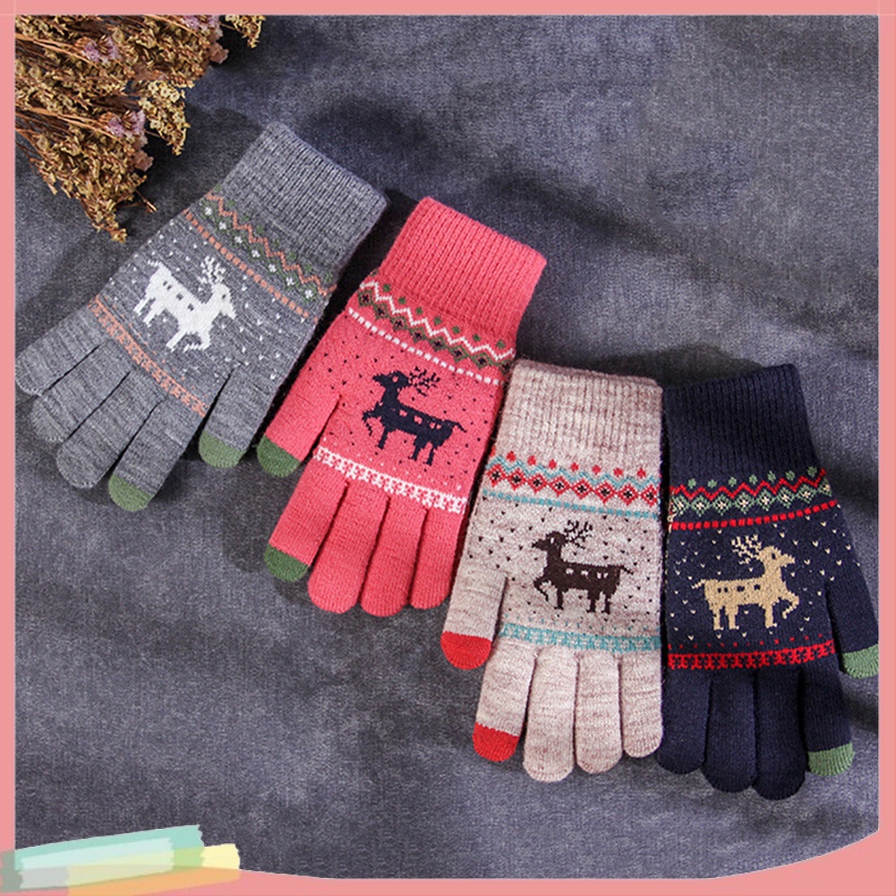 Đôi găng tay len họa tiết dễ thương ấm áp thời trang nữ