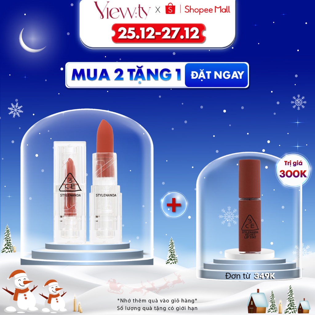 Son thỏi 3CE SOFT MATTE LIPSTICK mịn mượt, nhẹ môi, bám màu tốt 3.5G